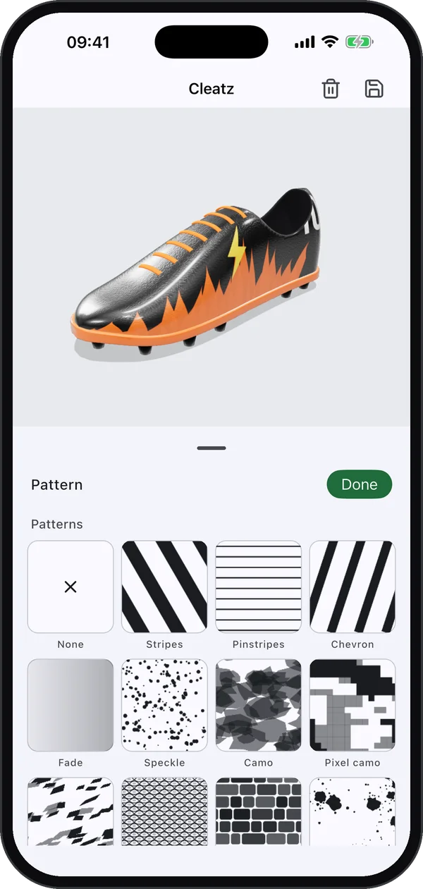 Pattern picker with stripes, chevron, camo, pixel camo and more